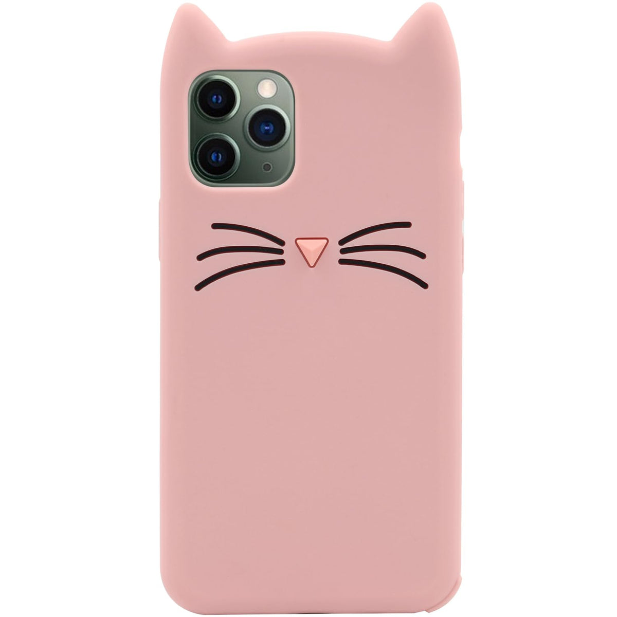 MC Fashion 3D Cat Ears Shockproof Silicone Case for iPhone 15 Black | Precise cutout design, slim snug fit, anti-slip soft grip, cute aesthetic style, ideal gift for women & girls