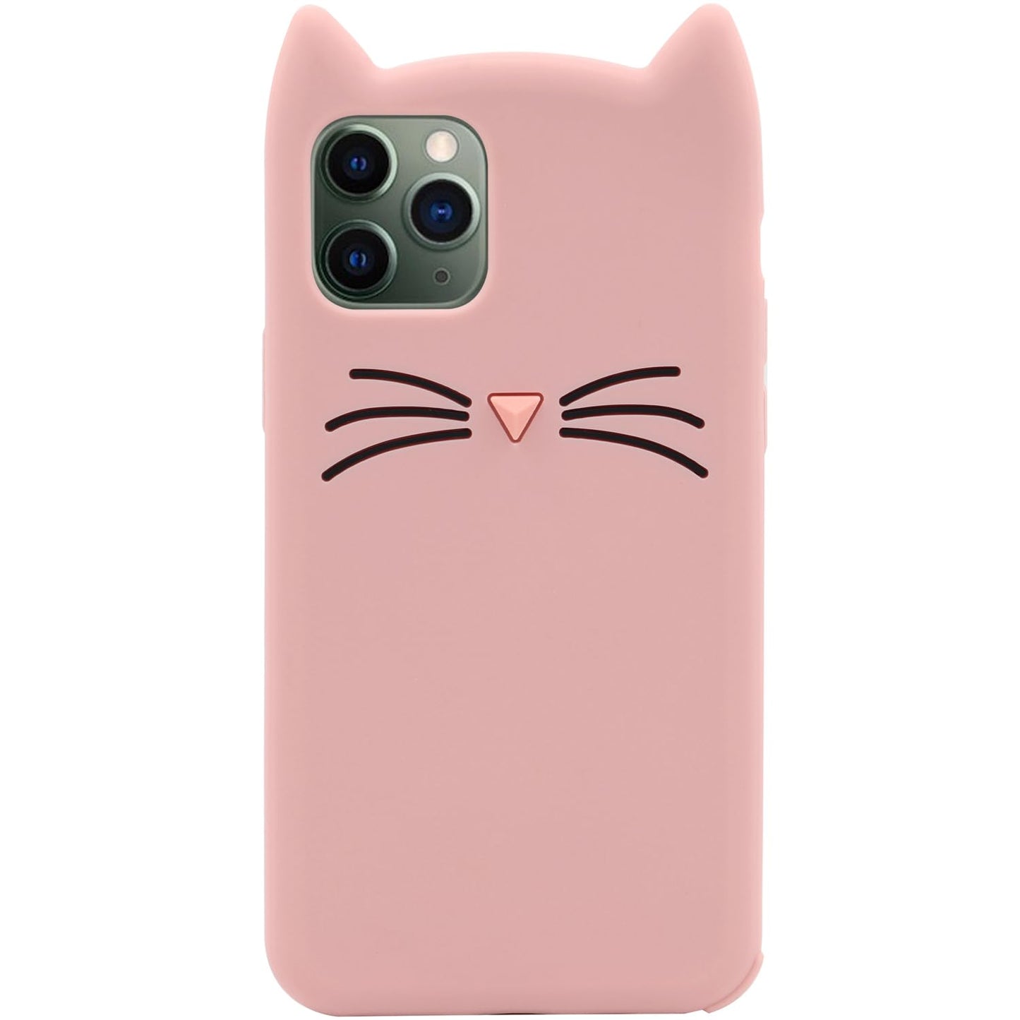 MC Fashion 3D Cat Ears Shockproof Silicone Case for iPhone 13/14 Black | Precise cutout design, slim snug fit, anti-slip soft grip, cute aesthetic style, ideal gift for women & girls