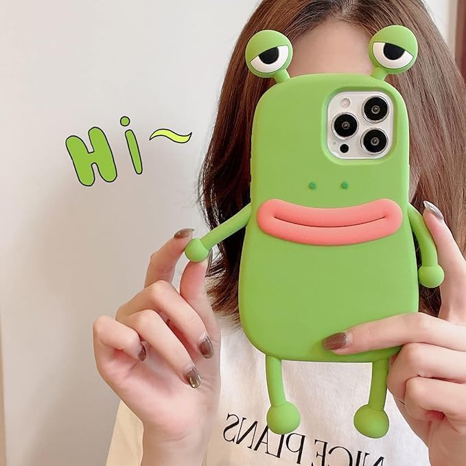 Cute Case for iPhone 16 Plus Unique Kawaii Funny Cover Cartoon Frog Soft Silicone Rubber Shockproof Protective Case for Girls Women
