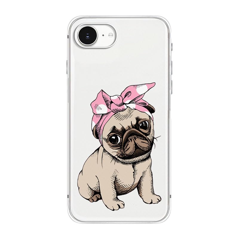 Blingy's for iPhone 17e Case/iPhone 16e Case, Fun Dog Style with Paw Print Pattern Cute Cartoon Animal Design Transparent Soft TPU Protective Clear Case 6.1 inch (Dogs w/Prints)
