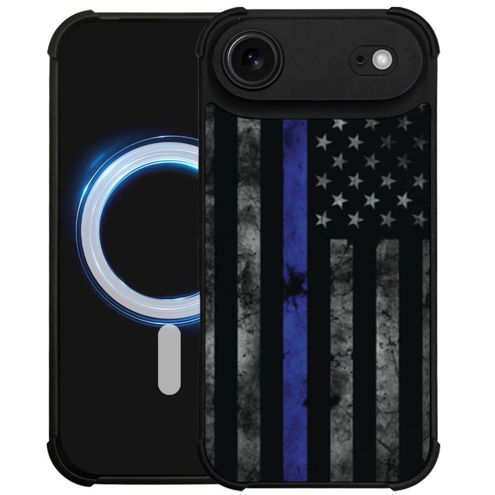 DJSOK Case for iPhone 17,Compatible with MagSafe,Anti-Scratch Shockproof Case,Wood American Flag Fish