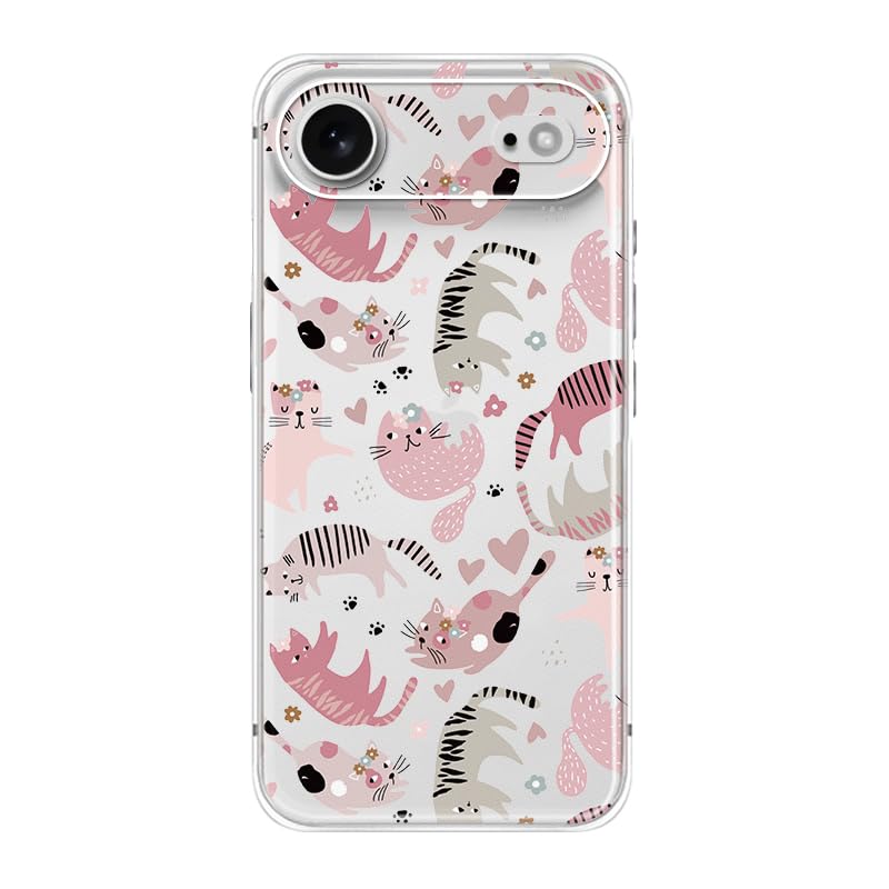 Blingy's for iPhone 17e Case/iPhone 16e Case, Fun Dog Style with Paw Print Pattern Cute Cartoon Animal Design Transparent Soft TPU Protective Clear Case 6.1 inch (Dogs w/Prints)