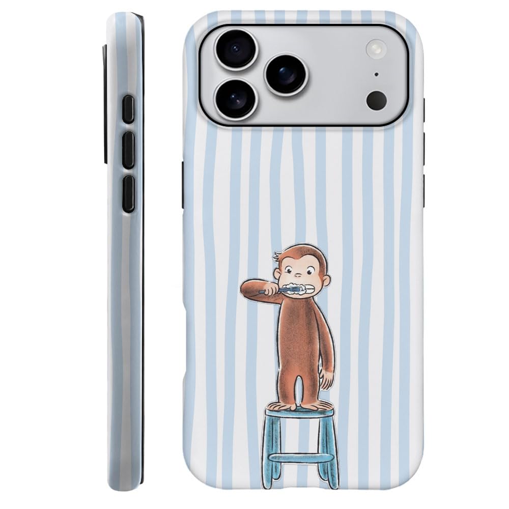 Case for iPhone 17 - [Drop Protection Phone Cover] - Hybrid Case for Girl Women - Funny Monkey Stripes 01