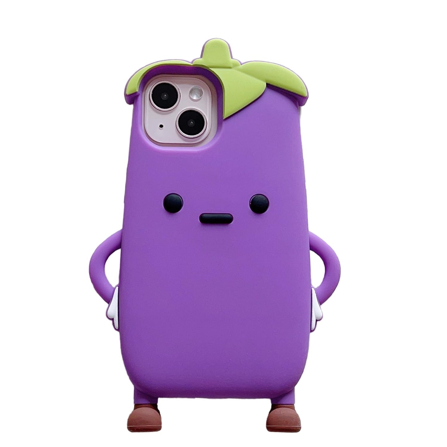 3D Eggplant Case,Cartoon Cute Kawaii Lovely Character Eggplant Man Shape Kids Teens Girls Women Soft Silicone Case for iPhone 16 Pro Max 6.9 inch 2024