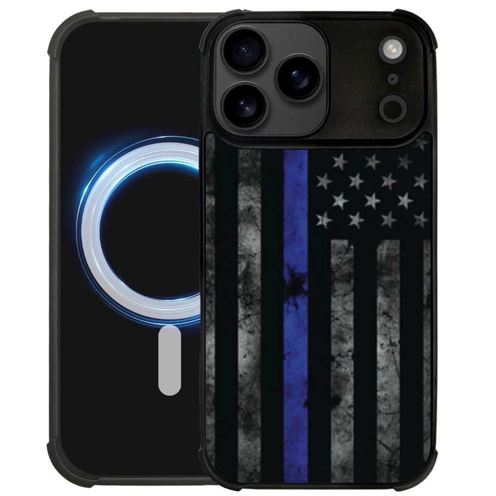 DJSOK Case for iPhone 17,Compatible with MagSafe,Anti-Scratch Shockproof Case,Wood American Flag Fish