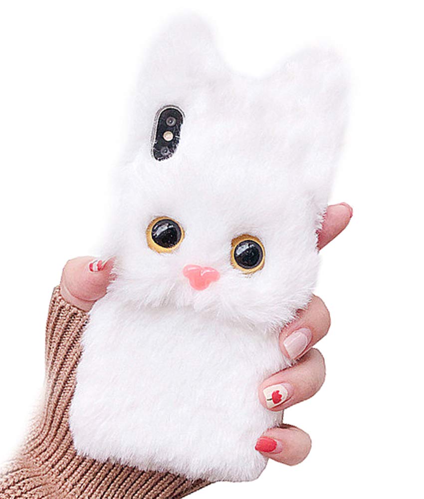 UnnFiko Super Cute Teddy Dog Fluffy Fur Case Compatible with iPhone 11, Fuzzy Furry Warm Plush Soft TPU Winter Case Protective Covers (Teddy Brown, iPhone 11)