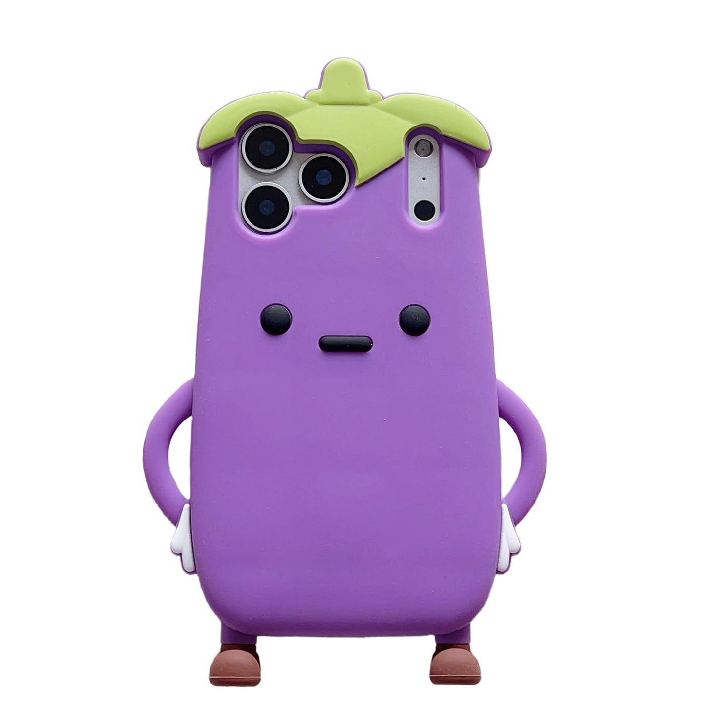 3D Eggplant Case,Cartoon Cute Kawaii Lovely Character Eggplant Man Shape Kids Teens Girls Women Soft Silicone Case for iPhone 17 Pro Max 6.9 inch 2025