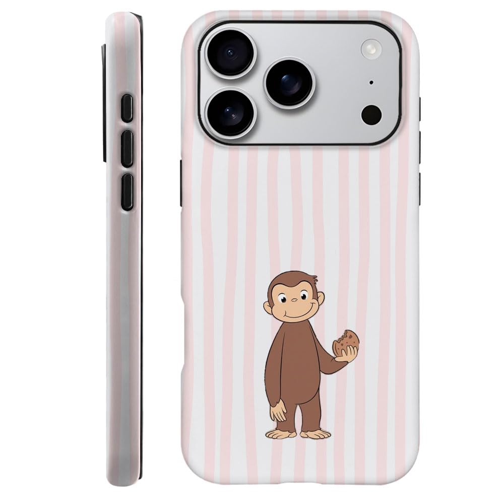 Case for iPhone 17 - [Drop Protection Phone Cover] - Hybrid Case for Girl Women - Funny Monkey Stripes 01