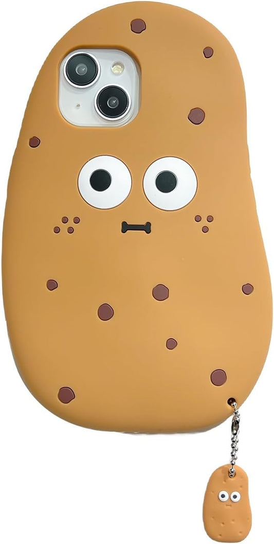 3D Potato Case,Cartoon Cute Kawaii Character Funny Potato Man with Pendant Kids Teens Girls Women Shockproof Soft Silicone Case for iPhone 13/iPhone 14/iPhone 15 6.1 inch