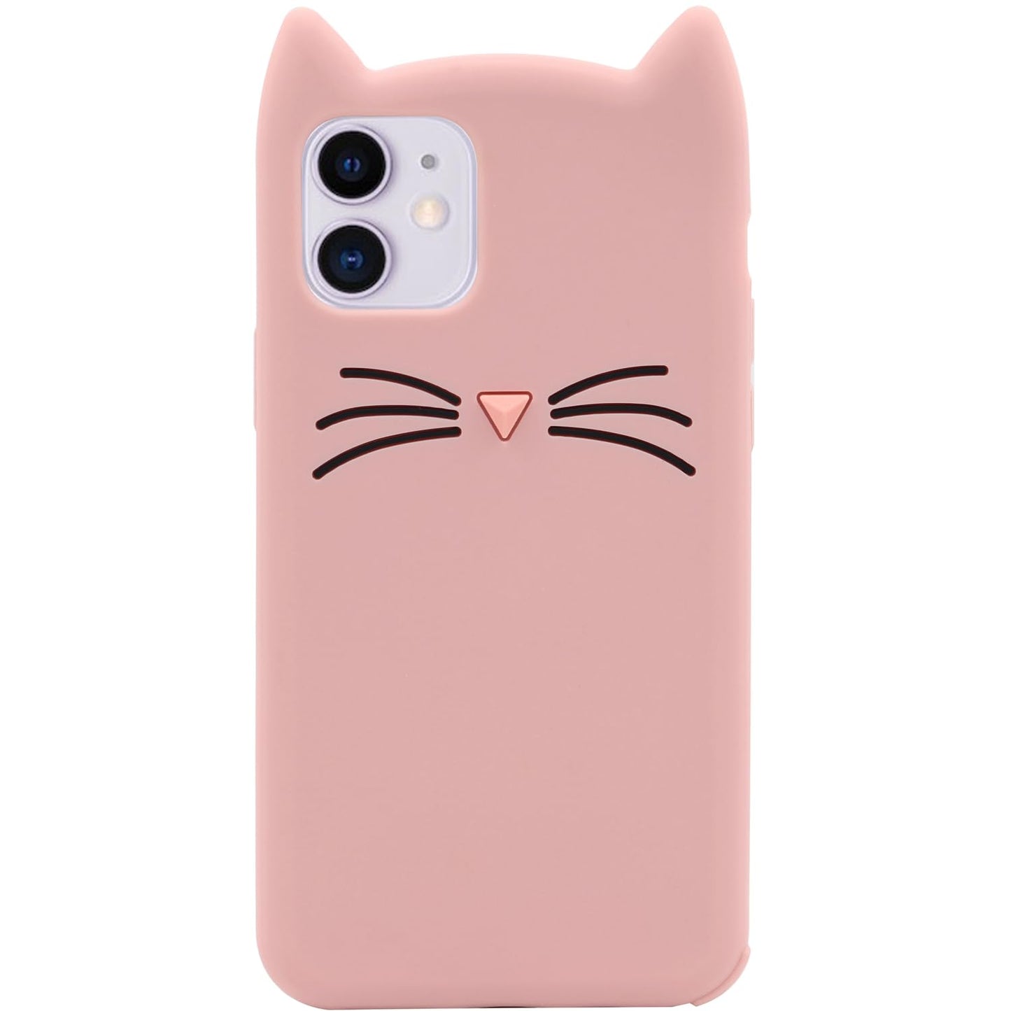 MC Fashion 3D Cat Ears Shockproof Silicone Case for iPhone 15 Black | Precise cutout design, slim snug fit, anti-slip soft grip, cute aesthetic style, ideal gift for women & girls
