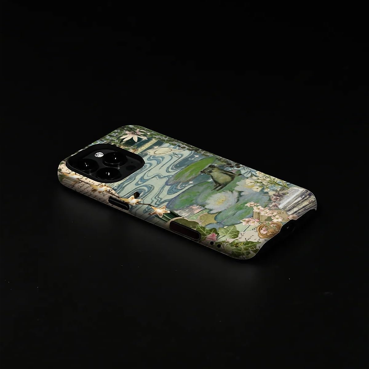 Case for iPhone 16 Pro Max,Aesthetic Frog Pond Splice Exquisitely Pattern Double Protective Phone Cover Cases Soft Silicone for iPhone 16 Pro Max