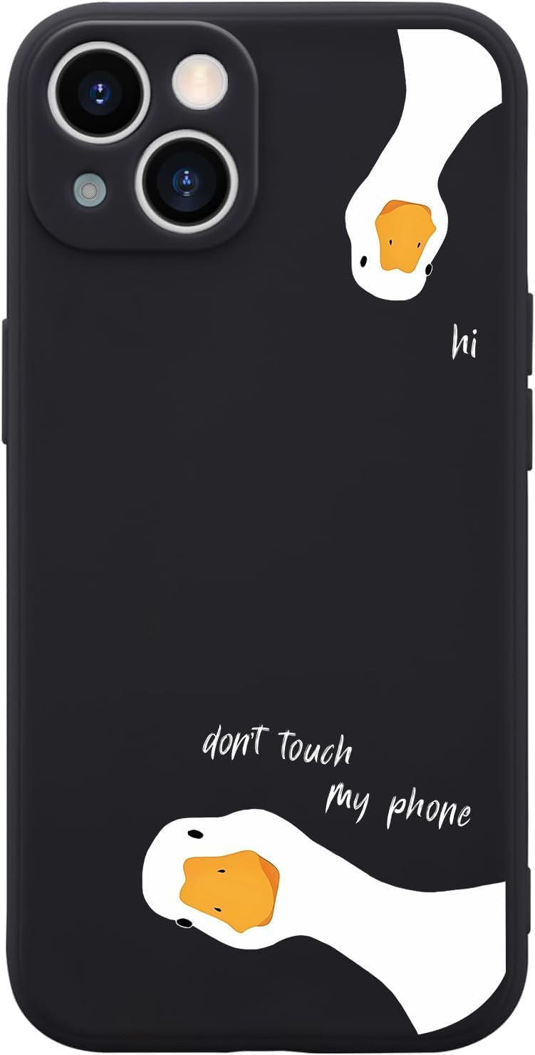 Funny Cat Case for iPhone 13, Cute Cartoon Black Cat Phone Case Cover Liquid Silicone Soft Gel Rubber Phone Cover with Microfiber Lining for iPhone 13