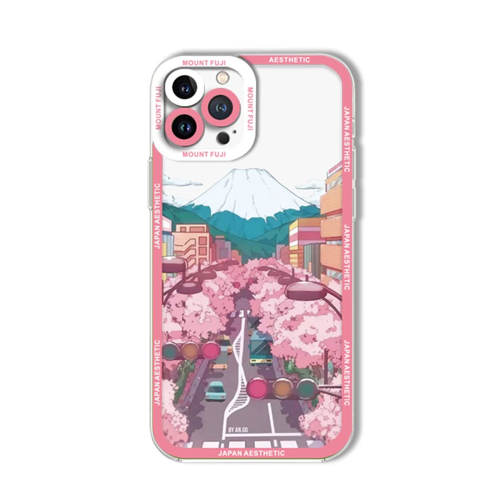 for iPhone 17 Pro Cute Clear Case, Japanese Cool Cartoon Anime Aesthetic Scenery Design Stylish Soft Shockproof Angel Eyes Protective Transparent Back Case Cover Shell (Landscape-4, for iPhone 17 Pro)