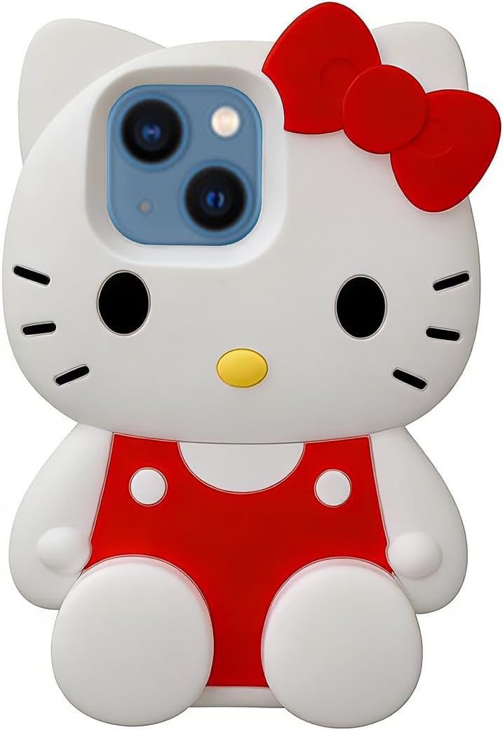 Anime Cat Soft Silicone Case for iPhone 13/14/15,Fashion Kawaii Soft Silicone Animal tective Gel Shockof Gel Back Cover
