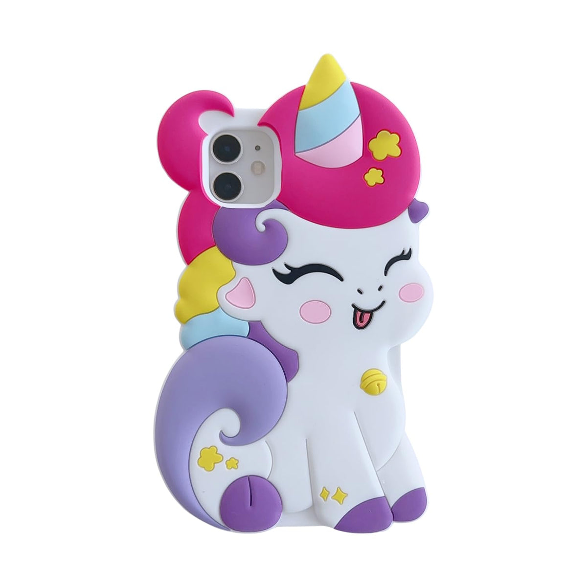 3D Cute Unicorn Soft Case for iPhone 13/iPhone 14 6.1 inch, 3D Cute Cartoon Kawaii Fashion Character Unicorn Horse Shape Kids Girls Women Soft Silicone Case
