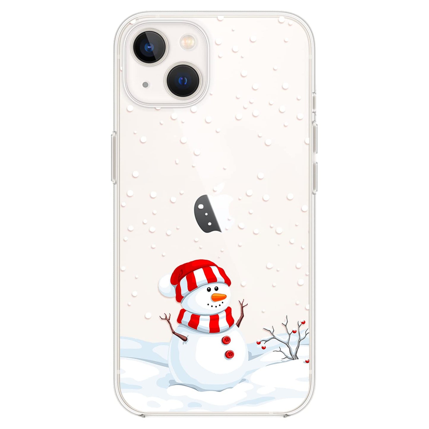 Blingy's for iPhone 13 Case (6.1 inch), Cute Winter Christmas Pattern with Snowflake Design Transparent Soft TPU Protective Clear Case (Christmas Trees)