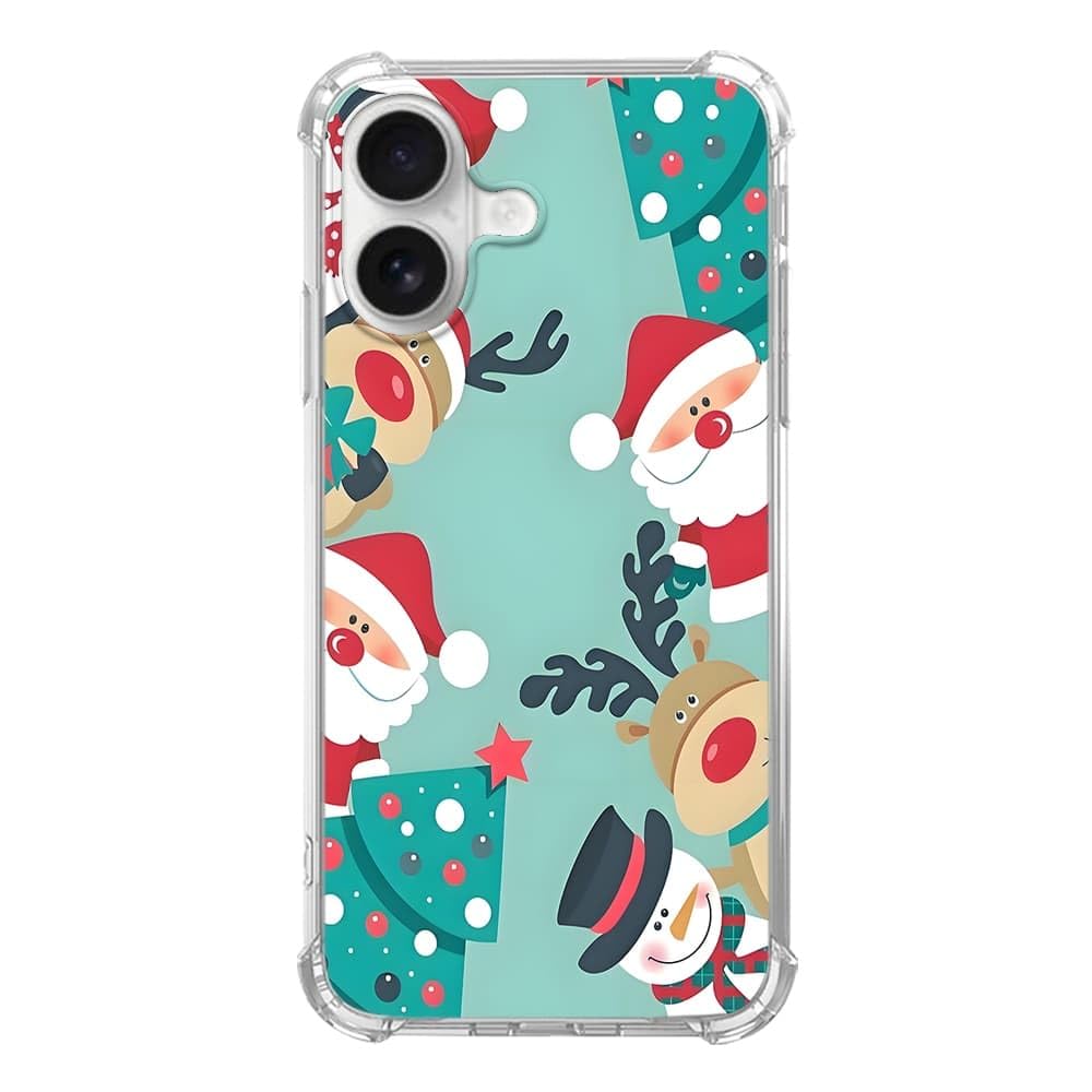 Pink Christmas Pattern Case for iPhone 16, Cute Reindeer, Trendy Cool Soft TPU Bumper Cover Case for iPhone 16