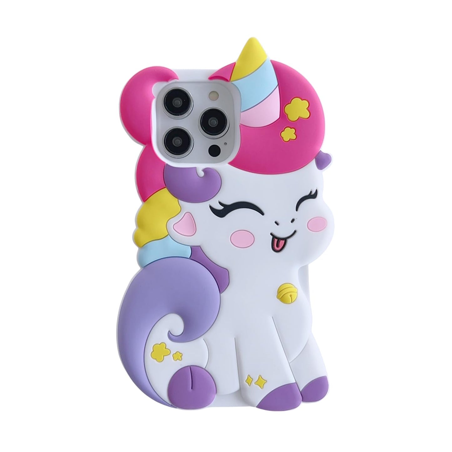 3D Cute Unicorn Soft Case for iPhone 13/iPhone 14 6.1 inch, 3D Cute Cartoon Kawaii Fashion Character Unicorn Horse Shape Kids Girls Women Soft Silicone Case