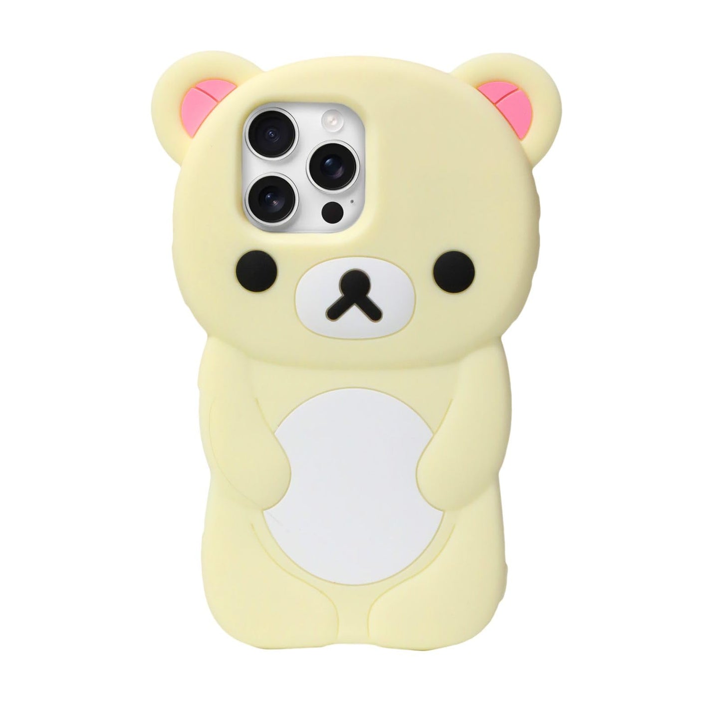 IAIYOXI Soft Silicone Bear Case for iPhone 16 Pro Max, Cute 3D Cartoon Teddy Bear Designed, Protective Lovely Fun Adorable Fashion Phone Case, Kawaii Cover for Women Girls Kids, Yellow