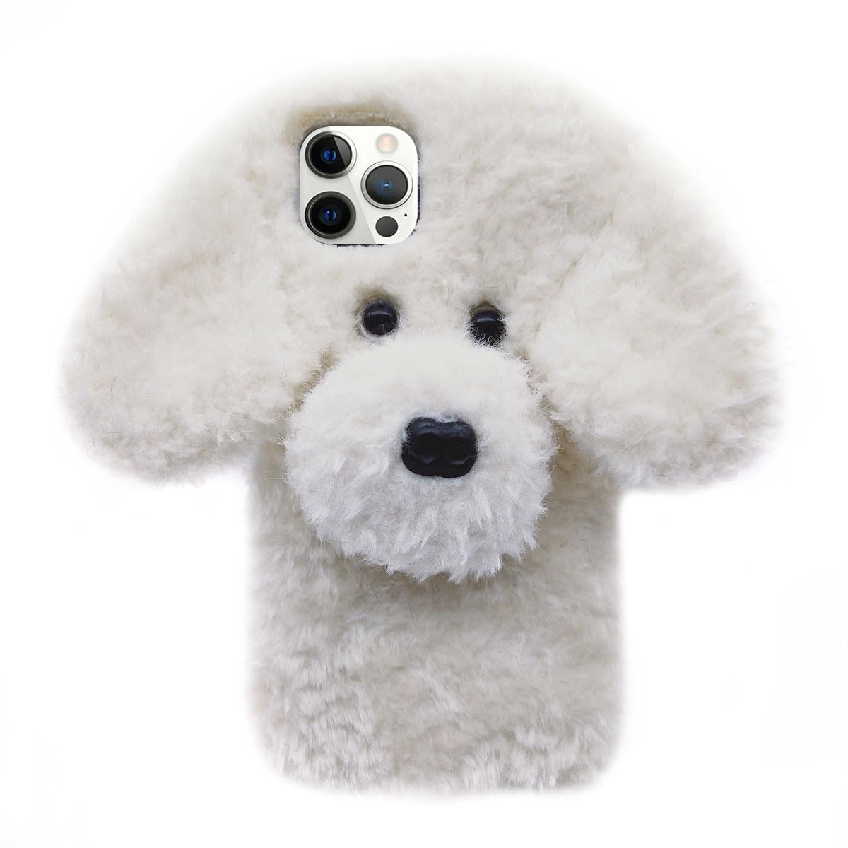 Losin Compatible with iPhone 16 Case Cute Plush Furry Dog Phone Case for Women Girls Girly 3D Cartoon Kawaii Case Soft TPU Shockproof Protective Cover for iPhone 16, Brown