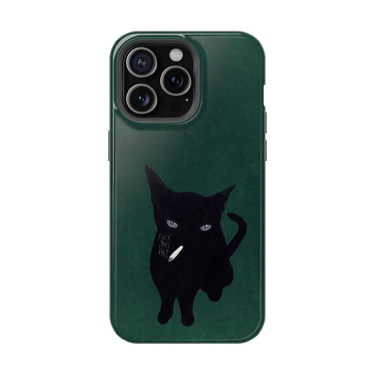 Vintage Black Cat Phone Case for iPhone Samsung, Midnight Aesthetic Design, Shockproof Durable Cover, Trendy Goth Gift for Cat Lovers (Cat with Wine Glass, iPhone 17)
