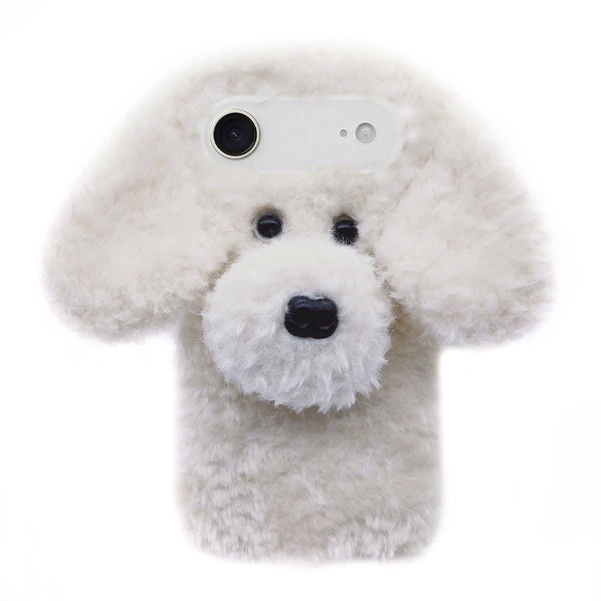 Losin Compatible with iPhone 16 Case Cute Plush Furry Dog Phone Case for Women Girls Girly 3D Cartoon Kawaii Case Soft TPU Shockproof Protective Cover for iPhone 16, Brown