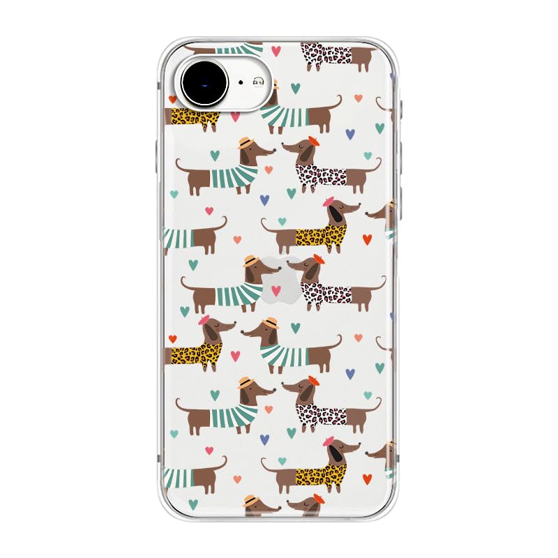 Blingy's for iPhone 17e Case/iPhone 16e Case, Fun Dog Style with Paw Print Pattern Cute Cartoon Animal Design Transparent Soft TPU Protective Clear Case 6.1 inch (Dogs w/Prints)