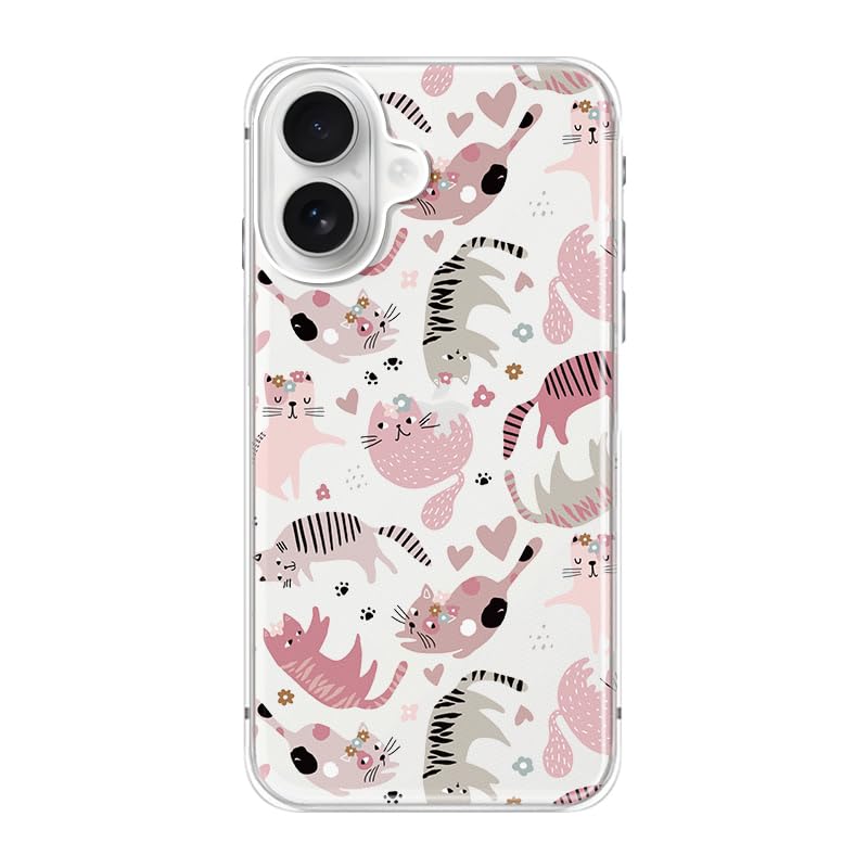 Blingy's for iPhone 17e Case/iPhone 16e Case, Fun Dog Style with Paw Print Pattern Cute Cartoon Animal Design Transparent Soft TPU Protective Clear Case 6.1 inch (Dogs w/Prints)