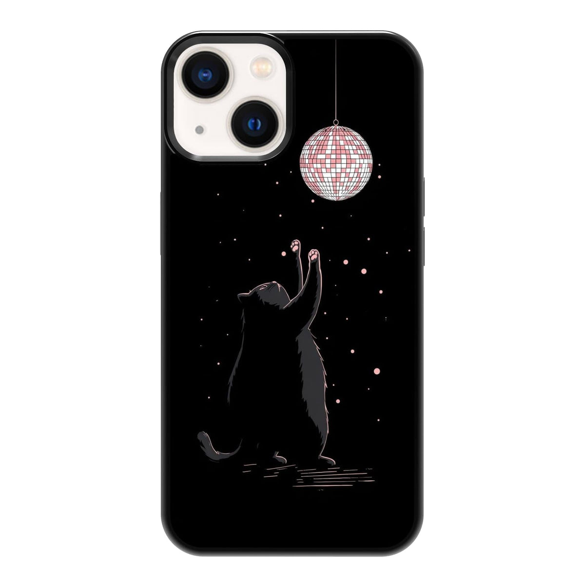 Lush Tropical Monstera Leaves Black Cat Botanical Art Phone Case, Shockproof Protective Cover for iPhone 11 12 13 14 15 16 17 Pro Max Plus Mini XR 7 8 SE