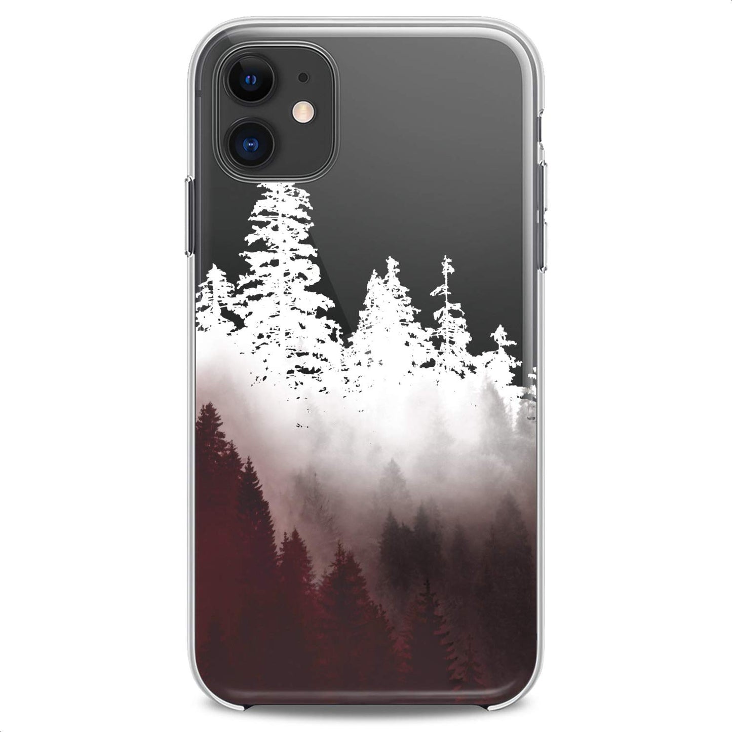 TPU Case Compatible with iPhone 16e 15 14 13 12 11 Pro Max Plus Mini Xs Xr X 8 7 6 5 SE Red Forest White Plants Teen Slim Nature Cute Girls Print Trees Design Clear Flexible Silicone Colorful