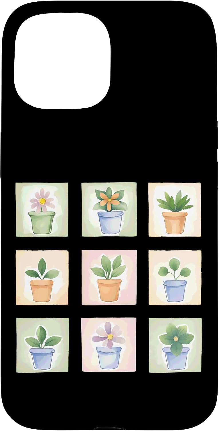 Potted Plant Flower Grid Nature Home Decor Case for iPhone 16