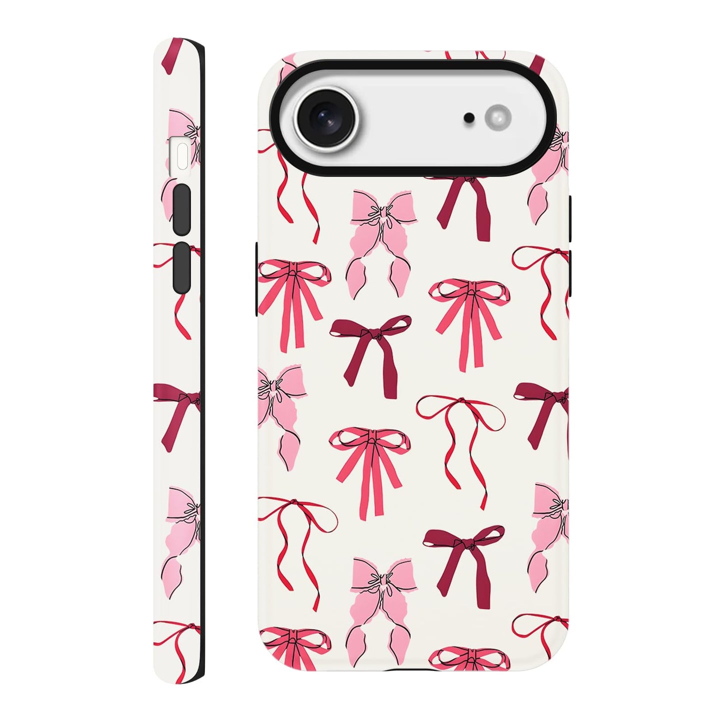 Cute Christmas Bow Phone Case for iPhone 12/12 Pro Case 6.1", Red Green Aesthetic Coquette Preppy Ribbon Bowknot Pattern Design Cover Shockproof Soft TPU Hard PC Protection Girls Women Funda