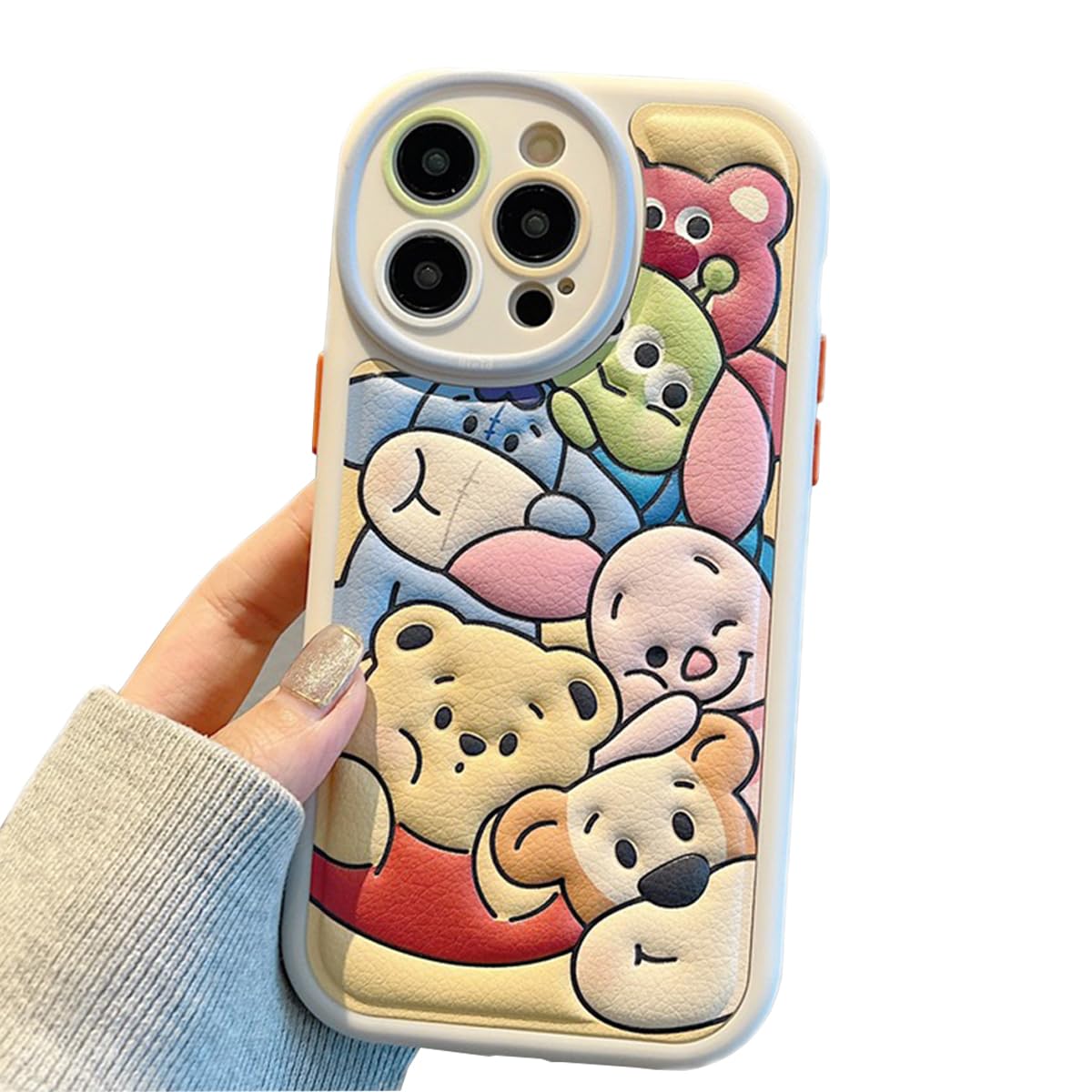 Compatible with iPhone 17 Cute Case, Kawaii Phone Case TPU Leather Cute Bear Cartoon case Soft Rubber Shockproof Protective for iPhone 17 Case Cover for Women Girls