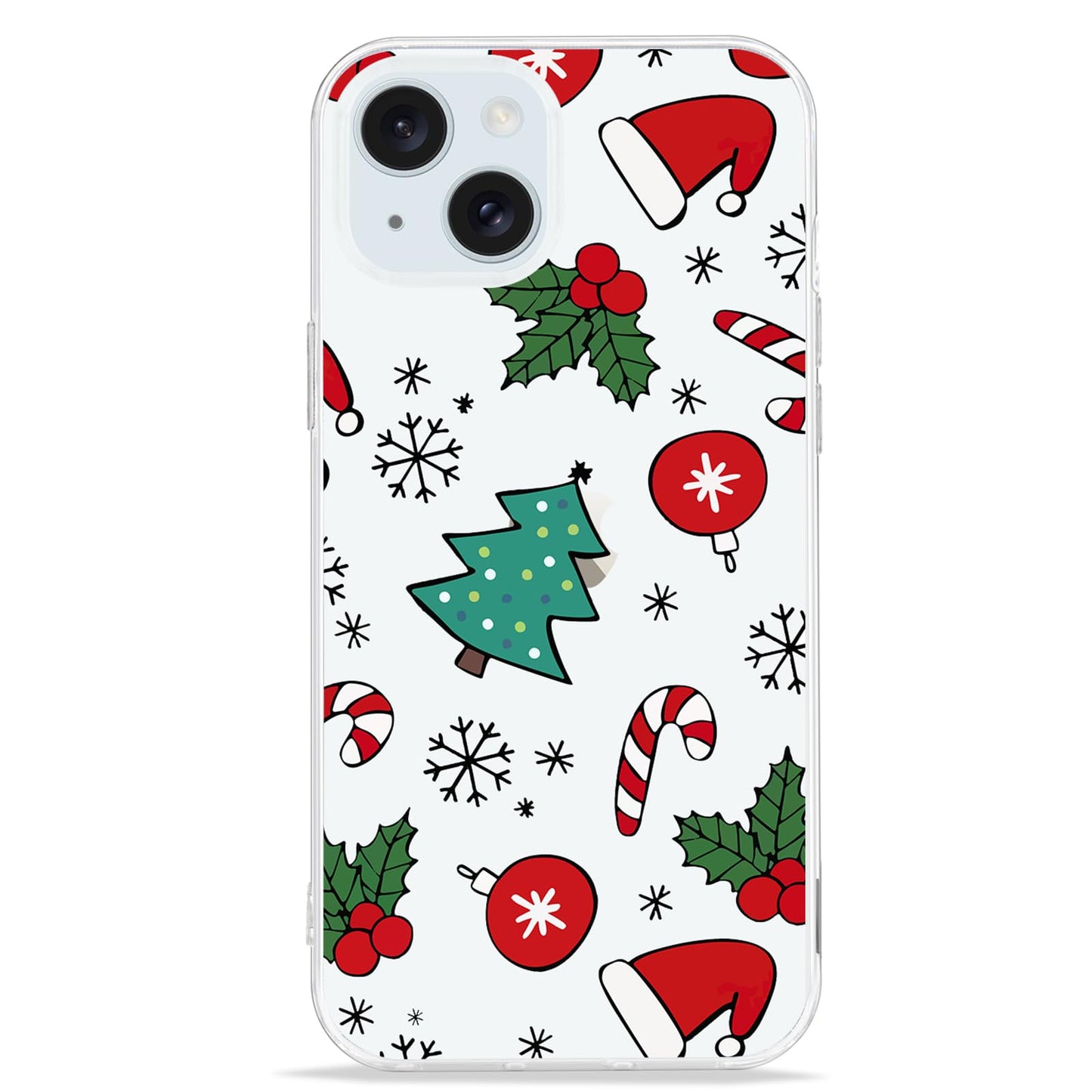 LCHULLE for iPhone 12/12 Pro Christmas Case Xmas Santa Holiday Clear Case | Cute Transparent Design for Women Men Kids, Slim Fit Soft TPU Silicone Shockproof Protective Back Cover - Xmas Tree