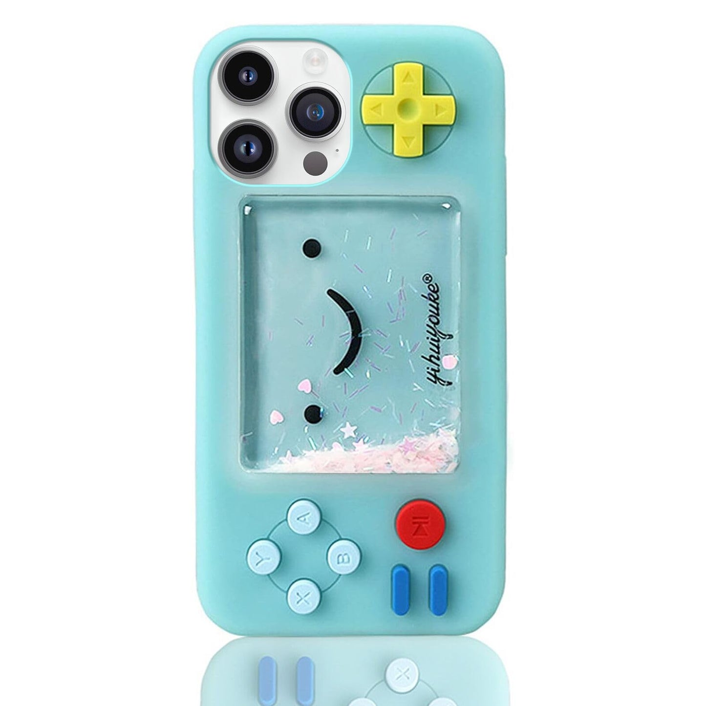 UnnFiko Squishy 3D Cartoon Game Shape Case Compatible with iPhone 14, Creative Liquid Stars Funny Play Case Soft Rubber Protective Cover (Blue, iPhone 14)