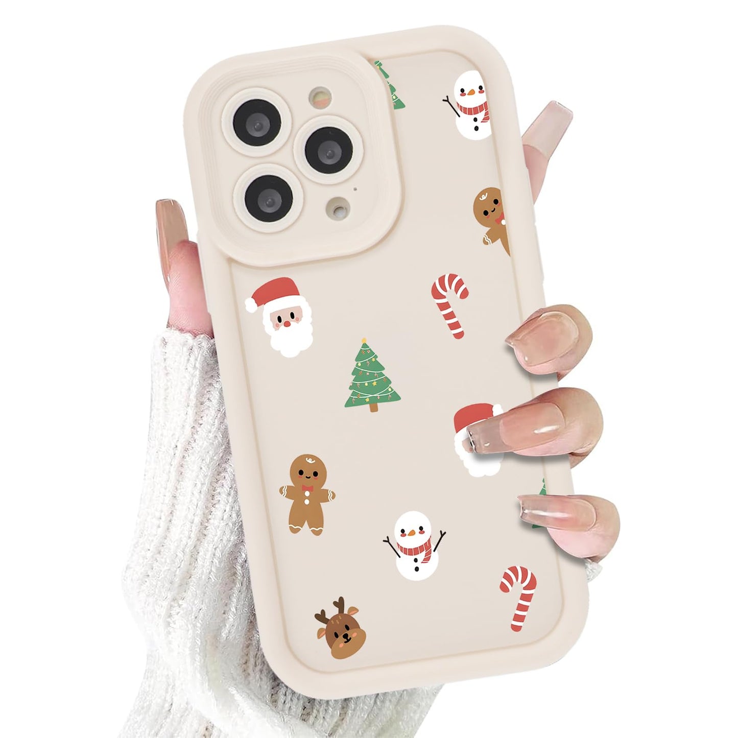 Christmas Phone Case for iPhone 14 6.1", Cute Christmas Tree Gingerbread Man Snowflake Pattern Gifts Case, Pink Aesthetic Protective Shockproof Silicone Cover for Women Girls Men -Pink Snowflakes