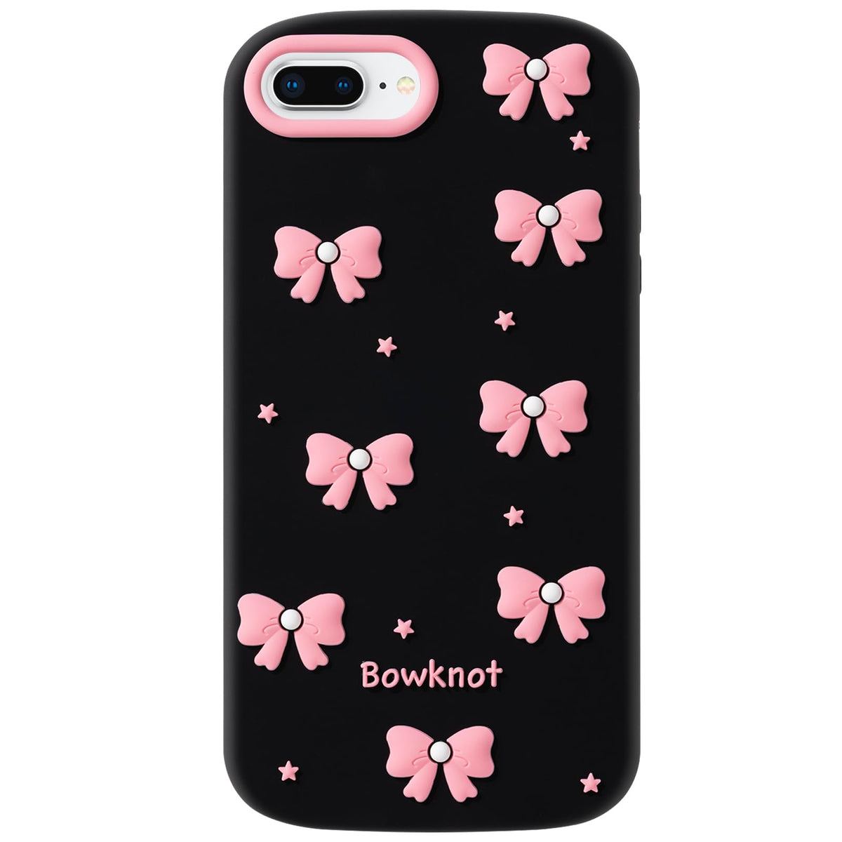 Cute Phone Case Compatible with iPhone 13/14/ 15, Bow 3D Cartoon Soft Silicone Heavy Duty Protection Shockproof Cases Cover for Girls Women, Light Pink