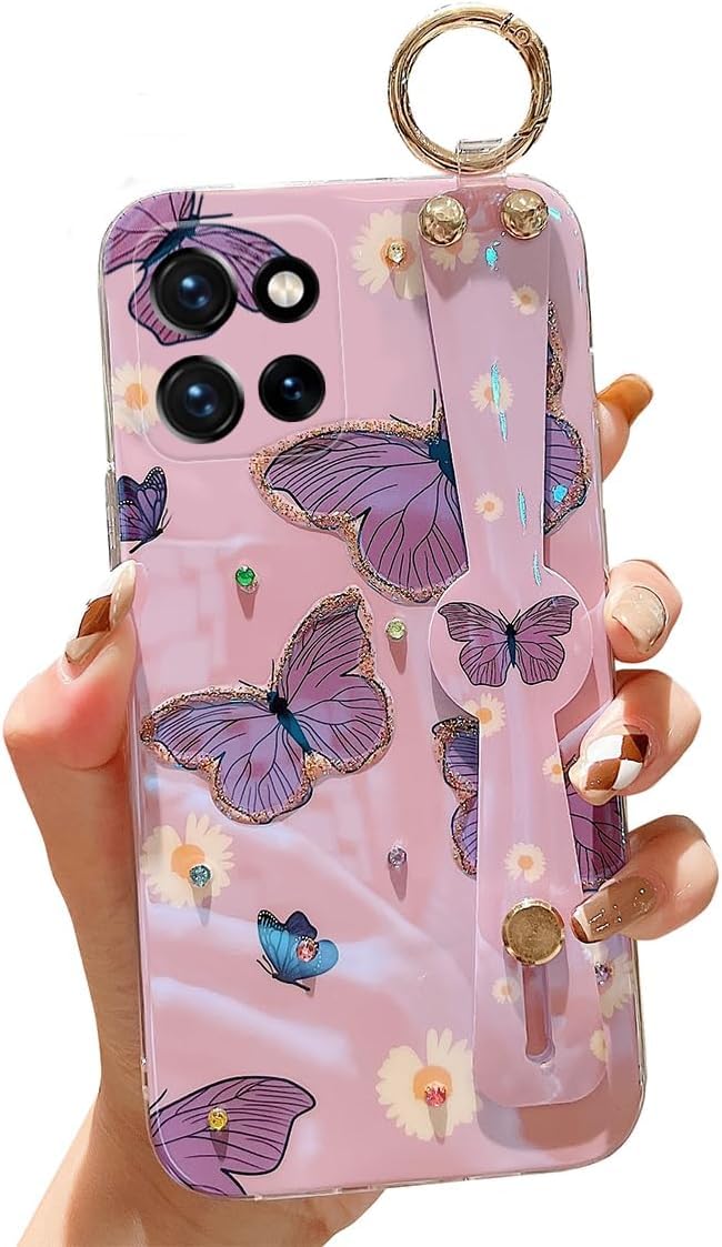 for Motorola Moto G Power 5g 2025 Case 6.8" with Wrist Strap Stand Glitter IMD Cute Kawaii Cartoon Pattern Design Shockproof Protective Phone Cases for Girls & Women - Sunflower