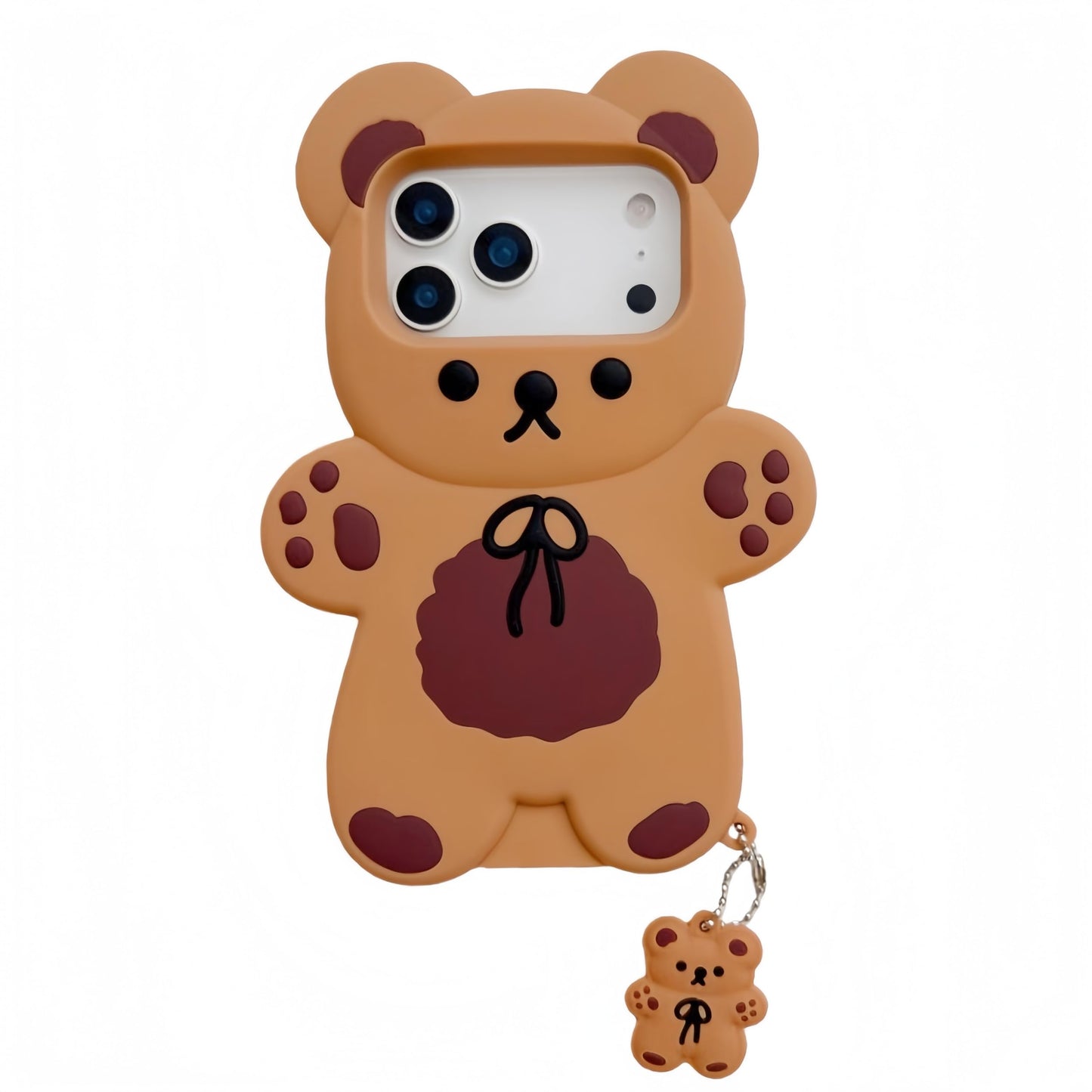 Case for iPhone 13 with Strap Lanyard Keychain Cute Bear Cookie Kawaii Funny Soft Silicone Shockproof Protective Cover for Women Girls