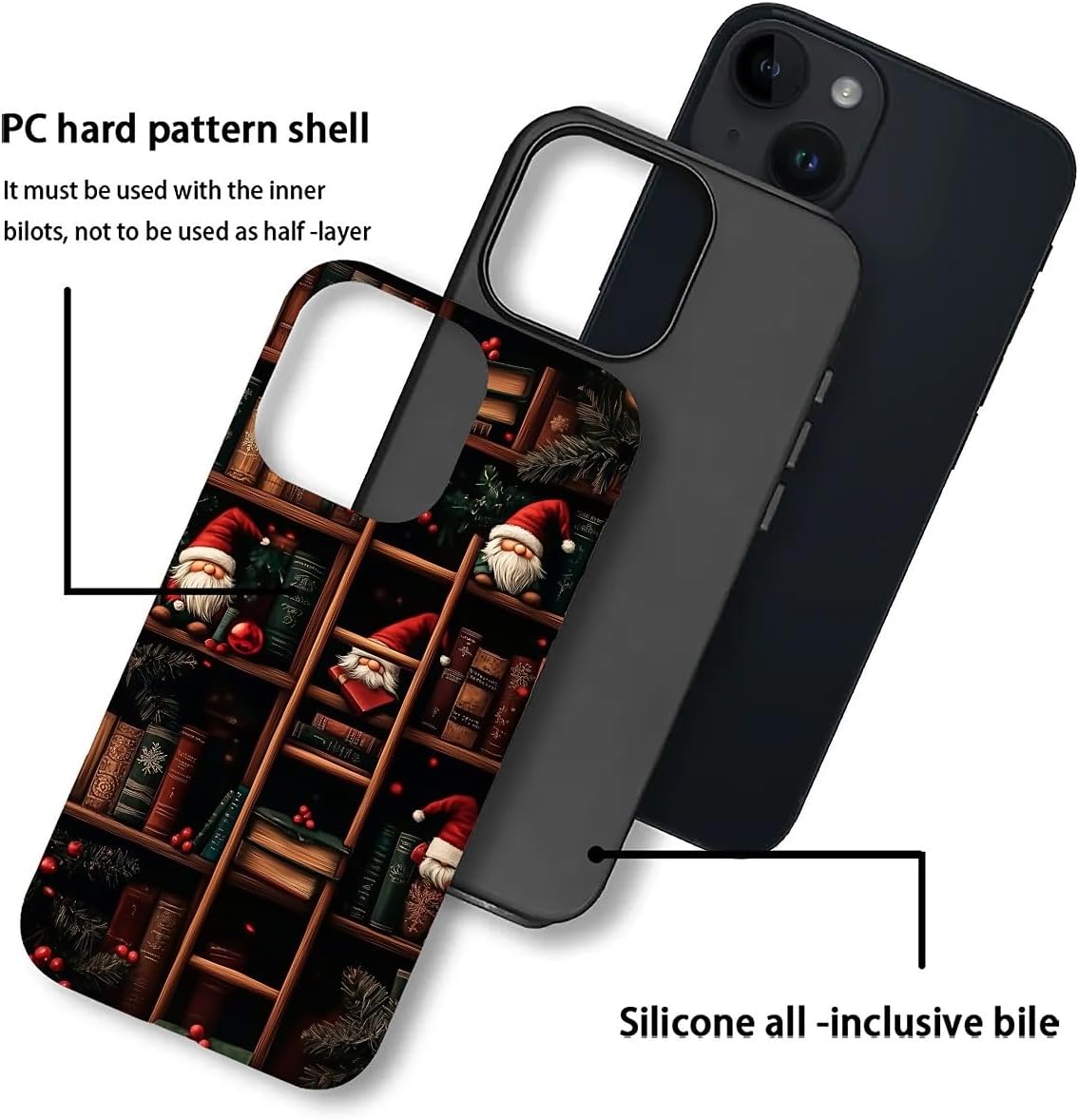 DAIZAG Phone Case Compatible with iPhone 13/14,Christmas Santa Claus Mixed 2 Layer Soft Silicone+Hard PC Ddouble Protection Ultra-Thin Phone Case for iPhone 13/14