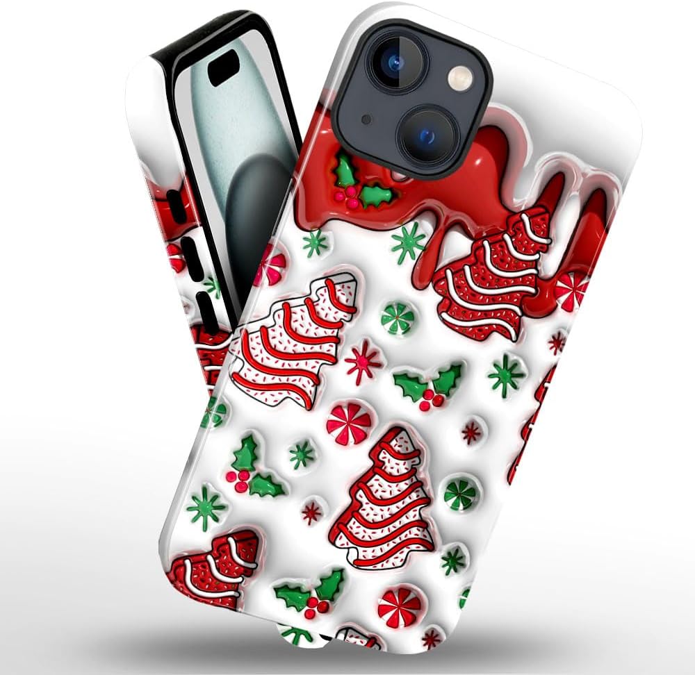 Case for iPhone 14,Christmas 3D Winter Phone Case Slim Silicone Shockproof Cover for Girls Women（Glossy & Durable）