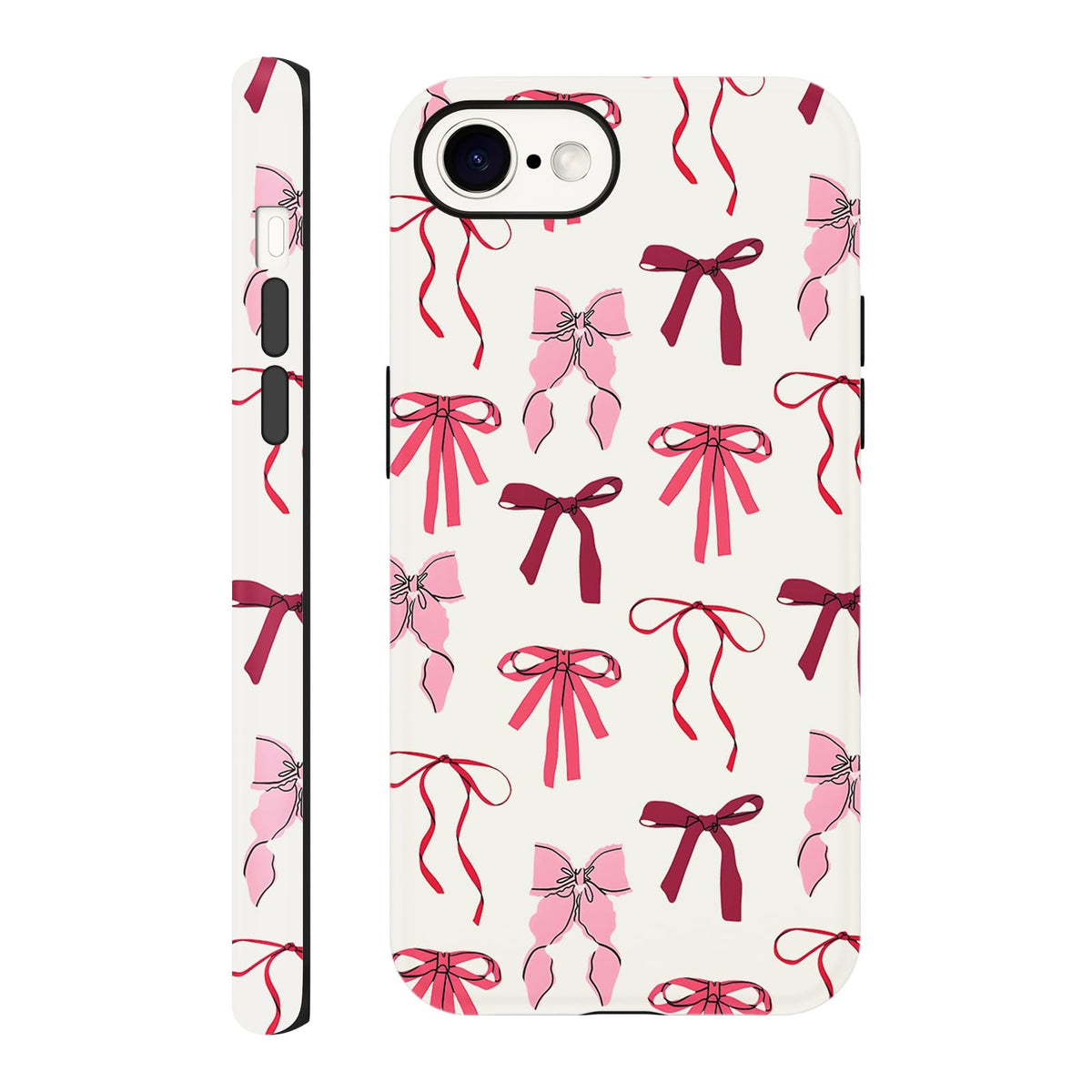 Cute Christmas Bow Phone Case for iPhone 12/12 Pro Case 6.1", Red Green Aesthetic Coquette Preppy Ribbon Bowknot Pattern Design Cover Shockproof Soft TPU Hard PC Protection Girls Women Funda