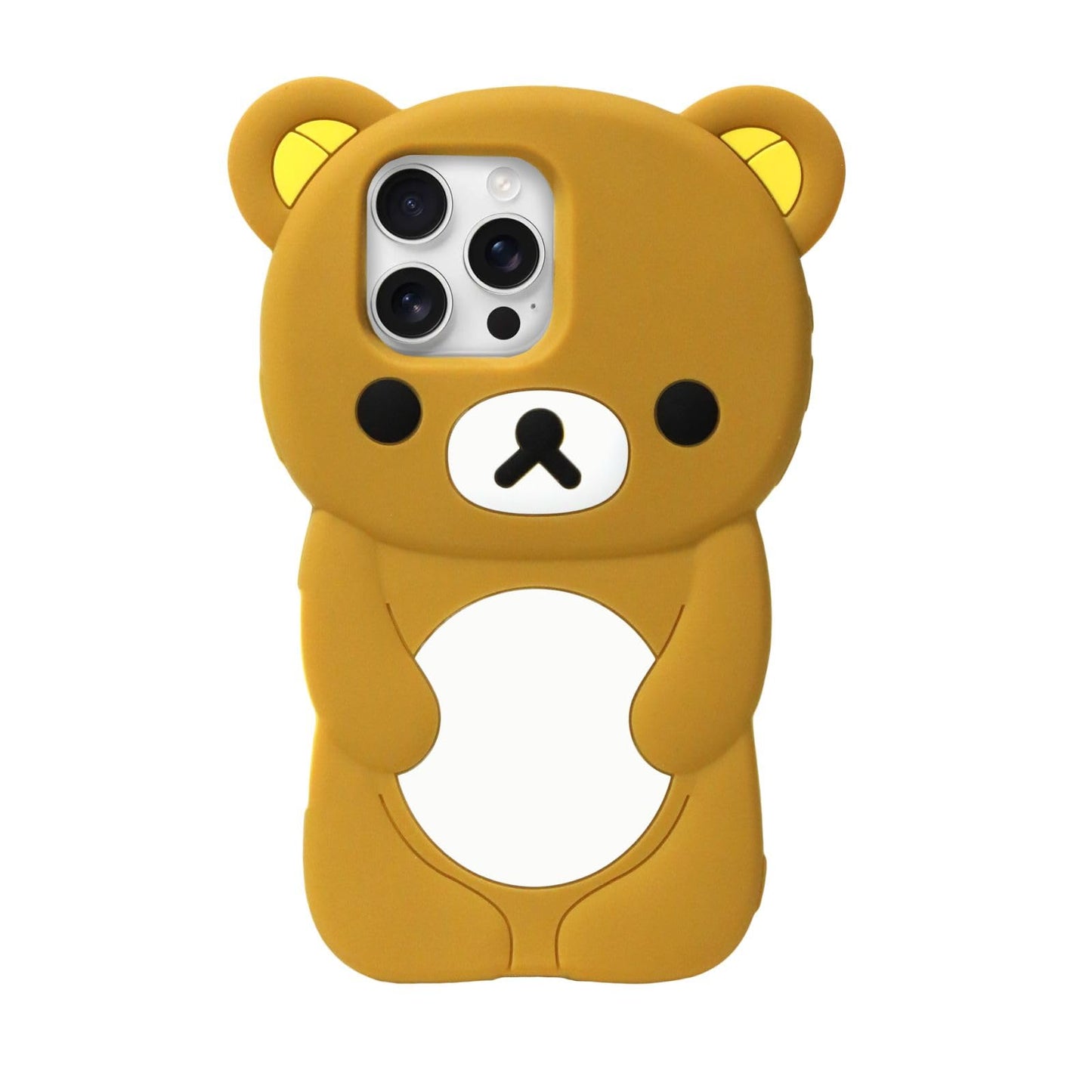 IAIYOXI Soft Silicone Bear Case for iPhone 16 Pro Max, Cute 3D Cartoon Teddy Bear Designed, Protective Lovely Fun Adorable Fashion Phone Case, Kawaii Cover for Women Girls Kids, Yellow