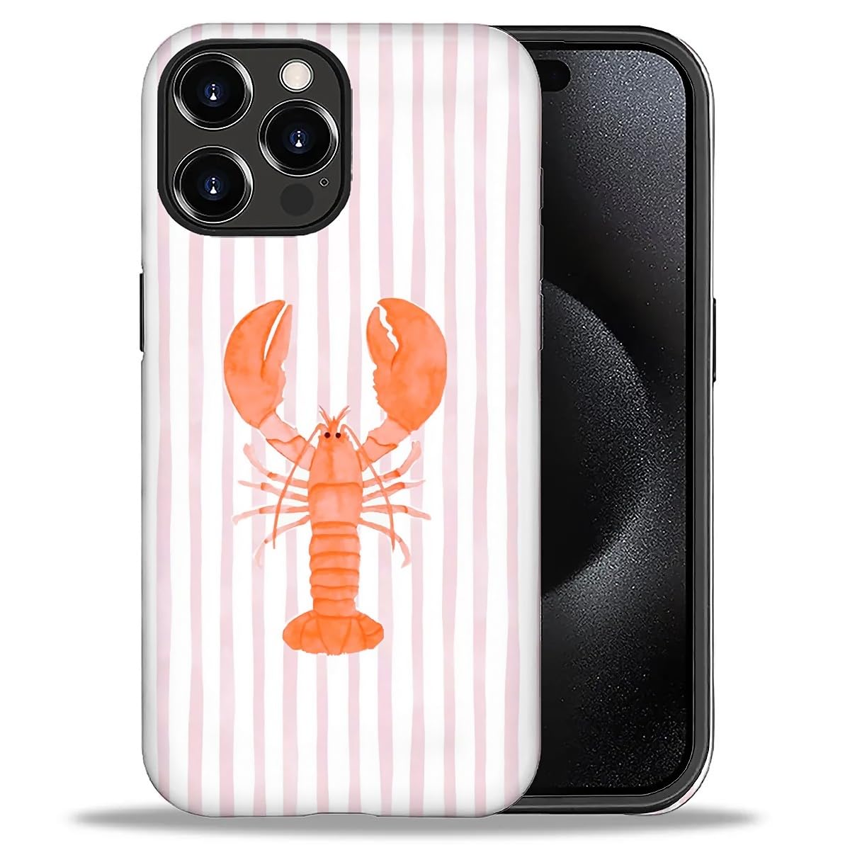 for iPhone 15 Pro Case,Hybrid 2-Layer Hard Shell + Silicone Protective Case -Resistant Shockproof- A Naughty Cat with Blue Stripes Eating Fish