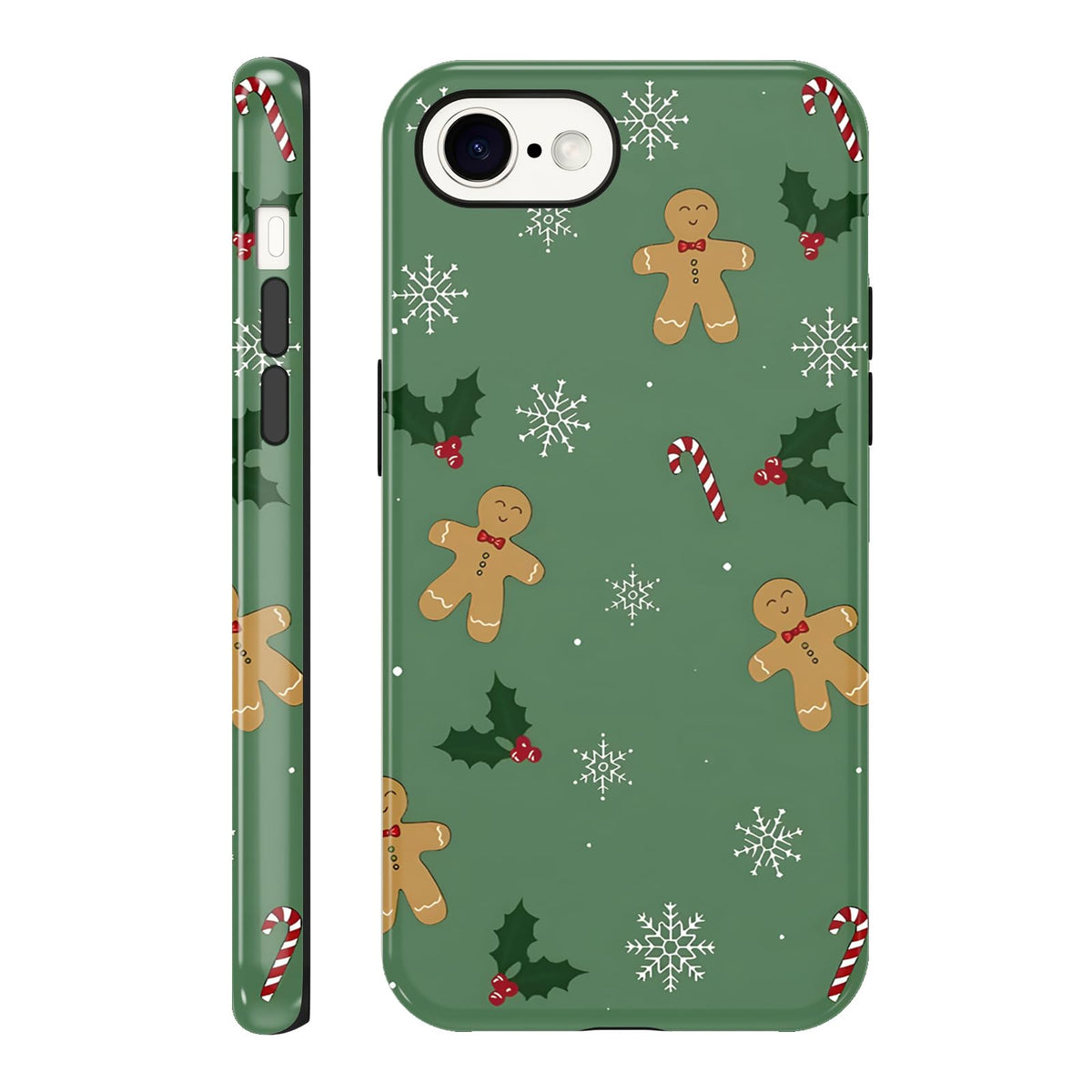 Merry Christmas Phone Case for iPhone 13/14, Cute Case with Candy Gingerbread Man Pattern, Hybrid Durable Shockproof Soft Silicone Cover for Girl Women Men Boys