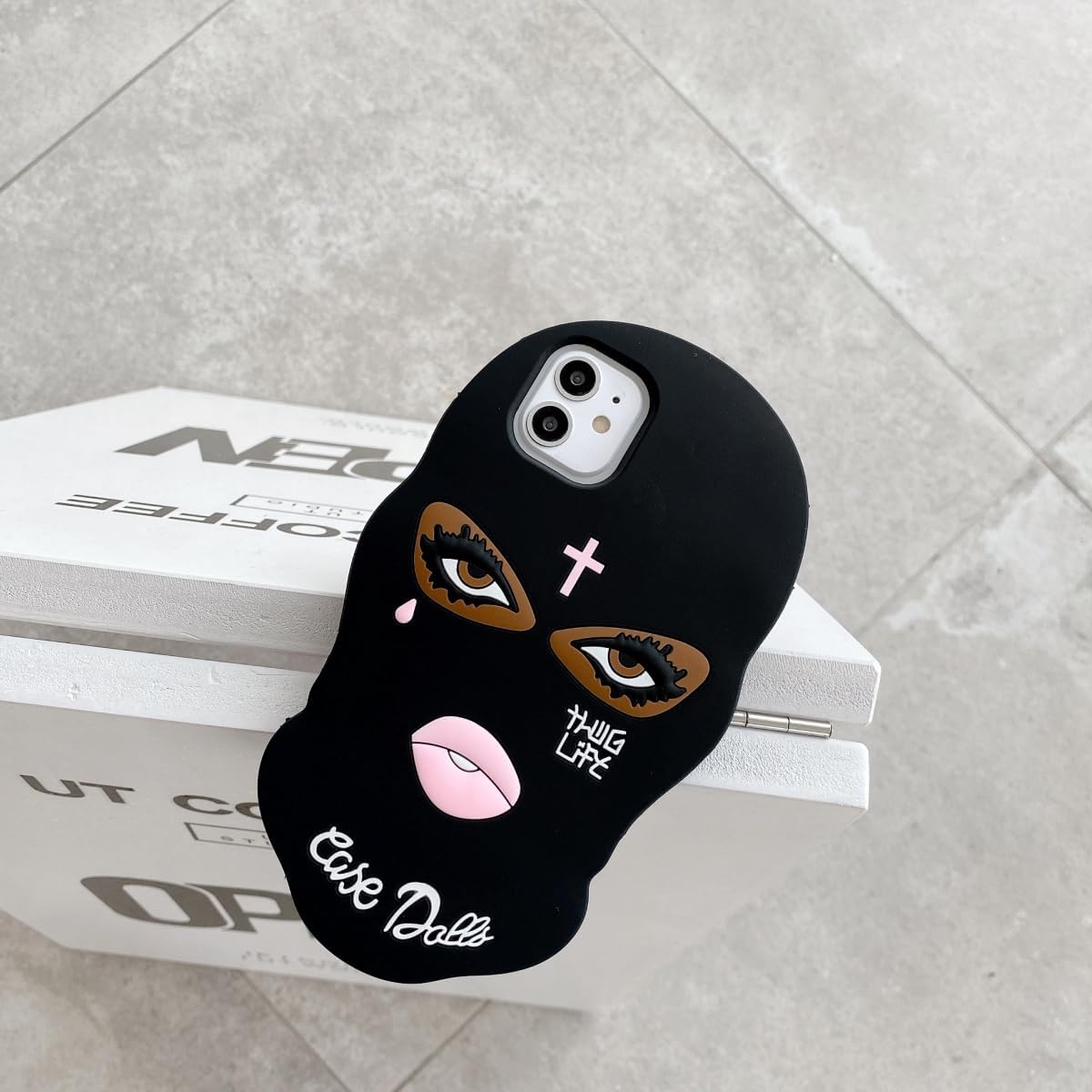 Funny 3D Silicone Case for iPhone 17 Pro Max,Cute Cartoon Black Mask Kawaii Phone Case for Women Girls Soft Rubber Bumper Cool Fun Cover for iPhone 17 Pro Max