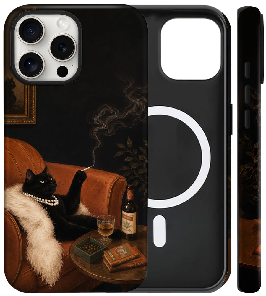 Magnetic for iPhone 13/14 Case Cute Cat Phone Case, Apricot | Shockproof Slim TPU and Hard PC Protective Phone Cover Compatible with MagSafe Designed for Women Girls Gift