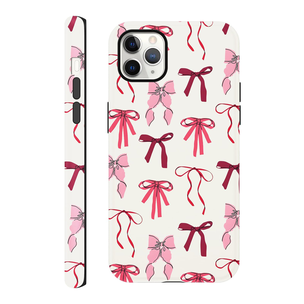 Cute Christmas Bow Phone Case for iPhone 12/12 Pro Case 6.1", Red Green Aesthetic Coquette Preppy Ribbon Bowknot Pattern Design Cover Shockproof Soft TPU Hard PC Protection Girls Women Funda