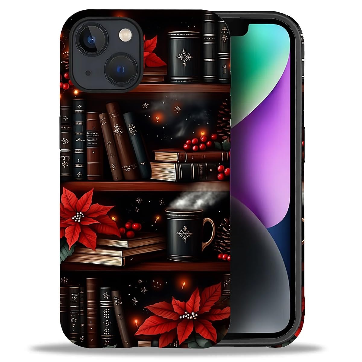 Case for iPhone 17,Drop Protection Hybrid 2-Layer Hard Phone Cover-Vintage Christmas Stamps Collage