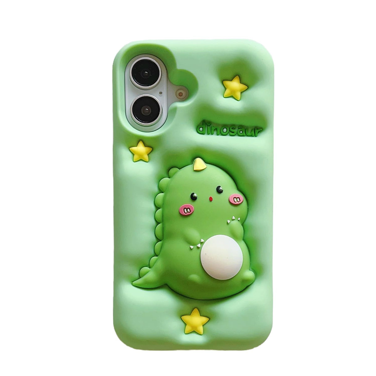 3D Dinosaur Case,Cartoon Cute Kawaii Character Funny Pressing Dinosaur Kids Teens Girls Women Shockproof Soft Silicone Case for iPhone 13/iPhone 14/iPhone 15 6.1 inch